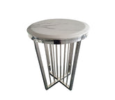 Salina Coffee Table - Marble - 45cm Silver